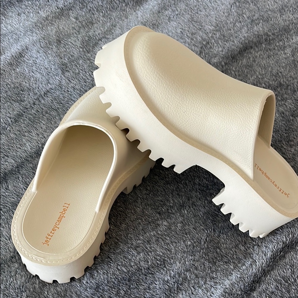 Jeffrey Campbell Cream Mules with Chunky Platform